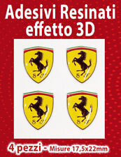 4 Adesivi 3D Resinati FERRARI - misure 17,5x22mm.