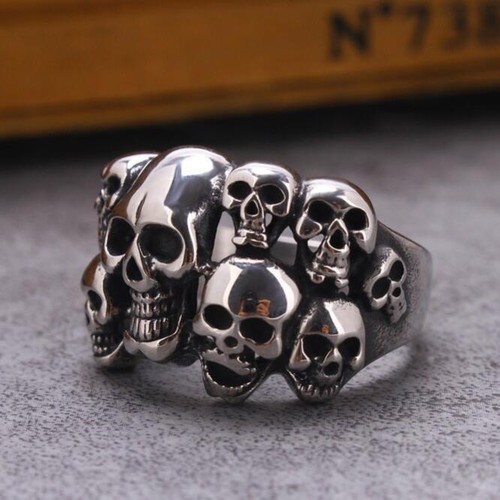 Anello teschio acciaio titanio