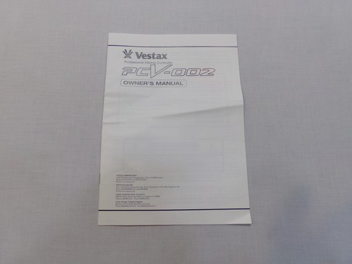 Manuale vestax pcv 002 solo - manuale, pcv-002