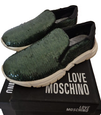 Love Moschino Sneakers scarpe basse donna N. 40 paillettes verde logo