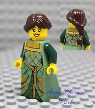 NUOVA MINIFIG LEGO CAMERIERA FEMMINILE -Ragazza con vestito verde sabbia principessa regni