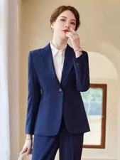 Tailleur Completo Donna Ufficio Outfit Set Donna Outfit Giacca Blazer Blu 44572