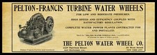 1911 Pelton Francis turbina ad acqua di New York City nuova insegna in metallo: 6" x 18" lunga
