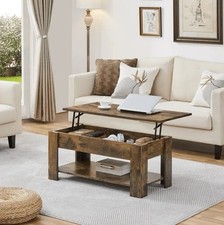 Tavolo rustico rialzato tavolino da caffè scomparto nascosto ripiano aperto, salvaspazio