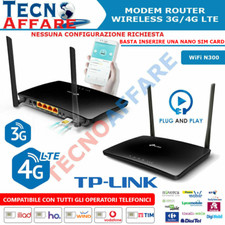 Modem Router 3G 4G LTE Wireless per Scheda Dati Sim WiFi 300N TP-LINK TL-MR6400
