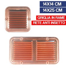 GRIGLIA AREAZIONE RAME CM 14 X 14, 14 X 25 CON RETE ANTINSETTI (18543V)