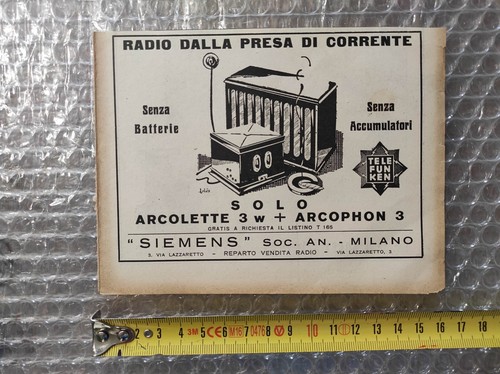 Antica pubblicità 1929 radio