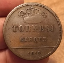 5 Tornesi 1819, Regno Due