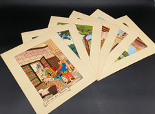 LITOGRAFIE FIRMATE  D'EPOCA VINI E DISTILLATI FRANCESI  - LOTTO 6 PEZZI