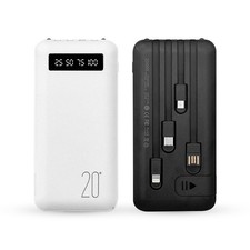 Power Bank 20000mAh Caricabatterie Rapido Portatile con 4 Cavi Inclusi USB