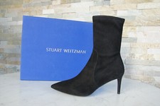 Stuart Weitzman Tg. 37 Stivaletti Alla Caviglia Elasticizzato Nero Nuovo Origin.