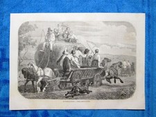 Gravure Année 1862 - La fenaison en Fionie (Danemark) - Fienagione (Danimarca)