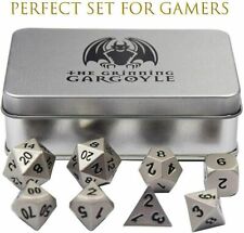 DnD Dice Set Metal Polyhedral Silver Dungeons and Dragons Dice Set Poly D&D RPG