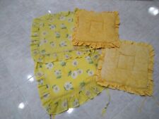 4 cuscini gialli fiori per sedie cucina   con imbottitura