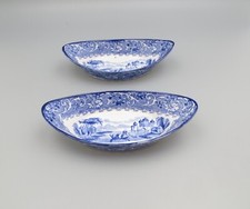 Due piatti a forma di barca Ridgway Venezia blu e bianco Bon Bon Bon / dolci 6" 15,5 cm