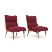 Coppia di poltrone in legno e bouclé, anni ’40, armchair, mid-century modern,