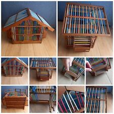 Vintage decorativa Casetta Gabbia Uccelli Legno Metallo plastica colorata