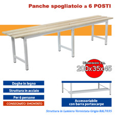 Panche Spogliatoio con doghe in legno 6 POSTI - L.200 x P. 35 x H.45 (OFFERTA)