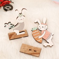 2 pezzi di oggetti artistici in legno per la casa fai da te di coniglio