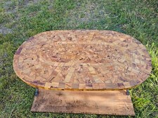 tavolino artigianale  da salotto in metallo e  legno di ulivo