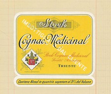 Trieste. N. 2 Etichette. STOCK Cognac Medicinal e BRANDY Dist. Liquori di Lusso