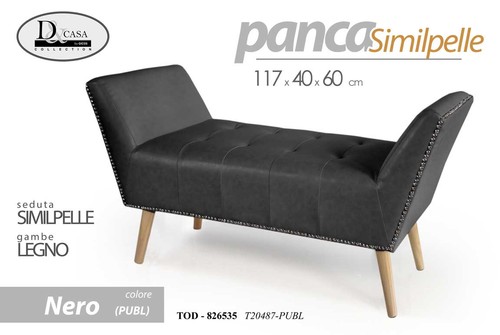 Panca nera ecopelle - ecopelle, classica