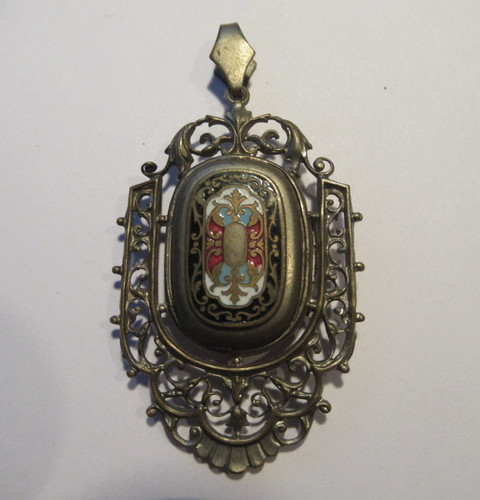 Pendentif emaille medaillon - pendentif,