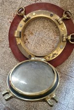 Oblò nautico antico in ottone - finestra e decorazione da parete per barca