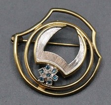 Grande Spilla ART DECÒ In Argento 800 Dorata Ø 33 mm Alta Qualità