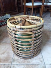 Sgabbello-contenitore Vimini E Bambù - Bamboo Originale Anni 50, Pezzo Artistico