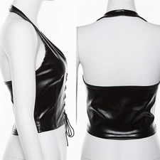 Tank Tops Women Top Club Events Party Outfits Black Leather Club Party Wear