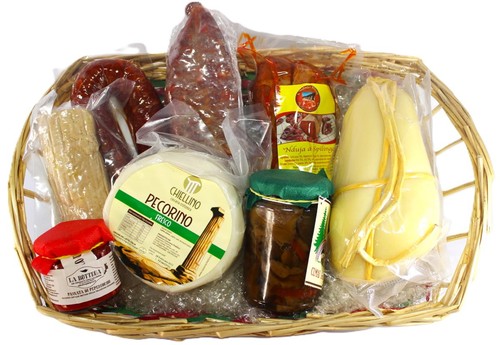 Cesto montanaro con salumi - cesto,