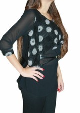 Maglia donna nera con pois