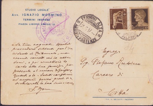 Termini imerese 1937 - 1937, cartolina