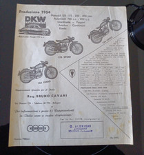 DKW AUTO-UNION DEPLIANT MOTO 1954 -125 +250 LUSSO+375 SPORT ORIGINALE