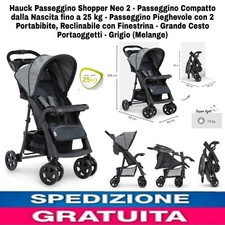 Passeggino Da Passeggio Dalla Nascita Fino A 25 kg. Pieghevole Con Cesto. Grigio