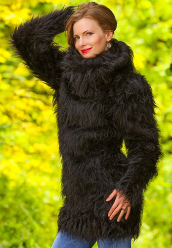 Abito nero fuzzy mohair - , con