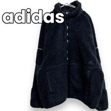 Adidas giacca boa pile logo ricamato nero taglia L