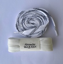 2 paia di Lacci per scarpe stile  McQueen bianco ,( bianco Nero )