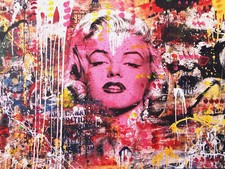 Kino MISTRAL "MARILYN PINK" STREET ART tecnica mista cm.40x30+Coa