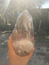 punta naturale di cristallo di quarzo fumè intatta origine Brasile