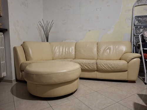 Divano pelle angolare beige - in,