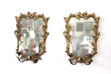 Coppia di applique con specchio in stile antico legno dorato primi sec XX