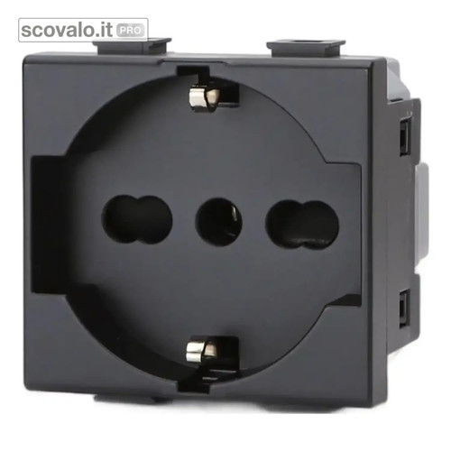 Presa schuko 16a 250v nero - schuko,