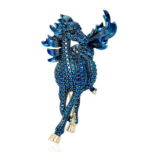 Spilla cavallo blu - , ornata