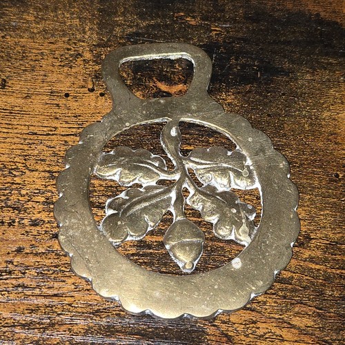 Vintage brass medallion horse - vintage,
