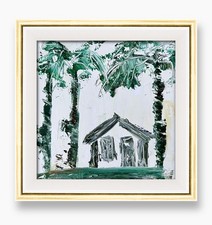 Quadro Casetta Laguna Palma Panama • Arte Astratta Spiaggia • Decorazione Interni Incorniciata