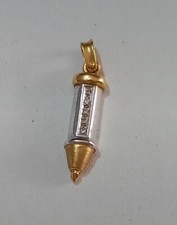 Ciondolo in oro 750 con brillantini a forma di penna peso 3,90 g