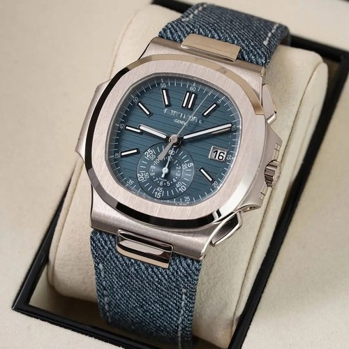 Cinturino pelle tessuto denim