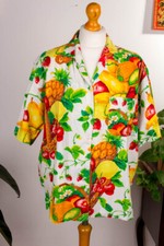 Blusa Vintage Originale Anni 80 90 Hawaii Con Motivo Di Frutta Colorato L